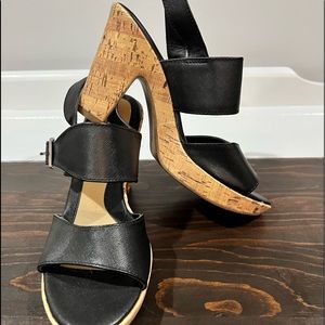 Black heels with cork sole